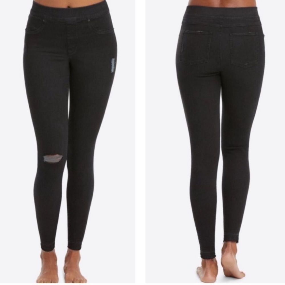 SPANX Black Vintage Distressed Ankle Skinny Jeans Womens Size Small